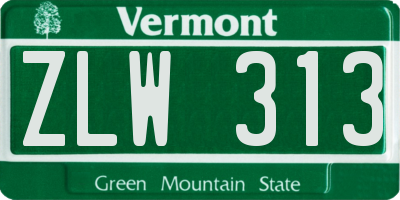 VT license plate ZLW313