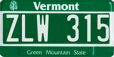 VT license plate ZLW315