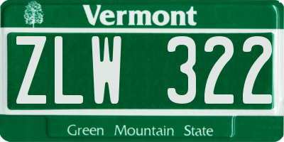 VT license plate ZLW322