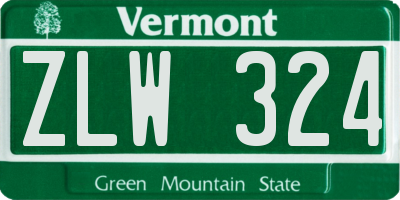 VT license plate ZLW324