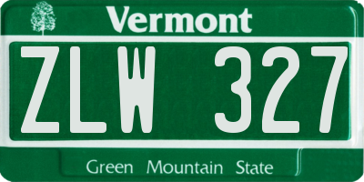 VT license plate ZLW327