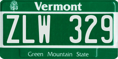 VT license plate ZLW329