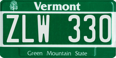 VT license plate ZLW330