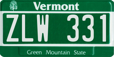 VT license plate ZLW331