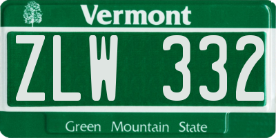 VT license plate ZLW332