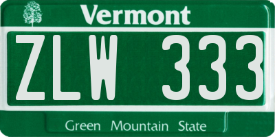 VT license plate ZLW333