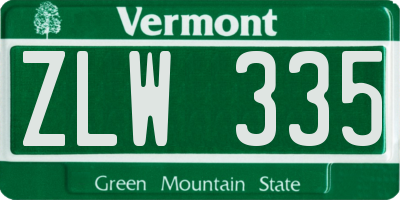 VT license plate ZLW335