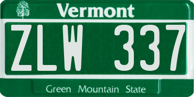 VT license plate ZLW337