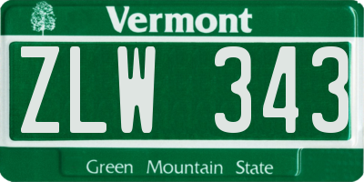 VT license plate ZLW343