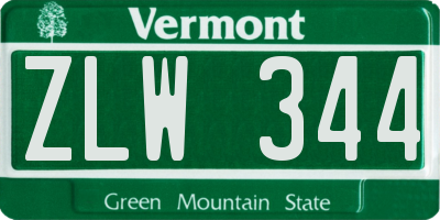 VT license plate ZLW344