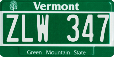 VT license plate ZLW347