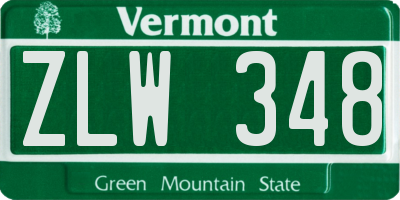 VT license plate ZLW348