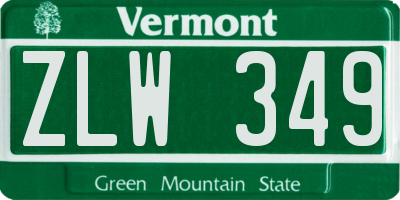 VT license plate ZLW349