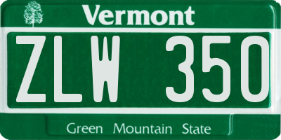 VT license plate ZLW350