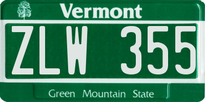 VT license plate ZLW355