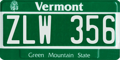 VT license plate ZLW356