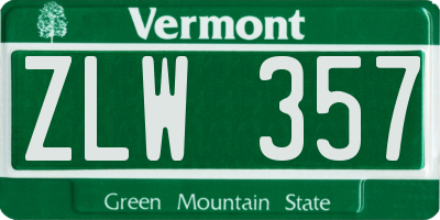 VT license plate ZLW357