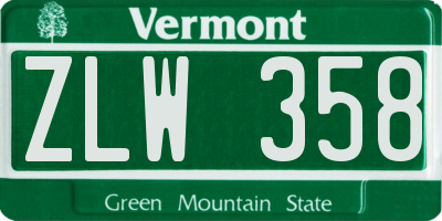 VT license plate ZLW358
