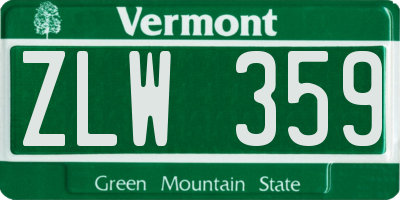VT license plate ZLW359