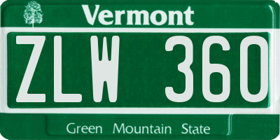 VT license plate ZLW360