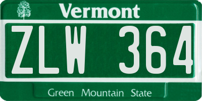 VT license plate ZLW364