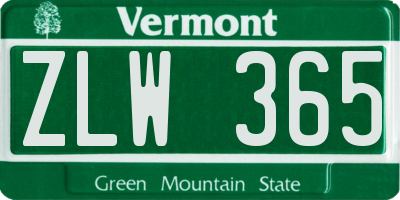 VT license plate ZLW365