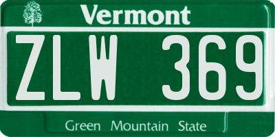 VT license plate ZLW369