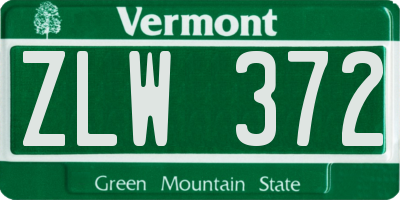 VT license plate ZLW372