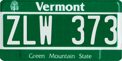 VT license plate ZLW373