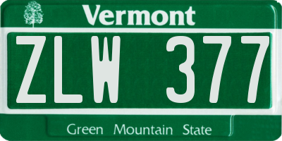 VT license plate ZLW377