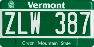 VT license plate ZLW387