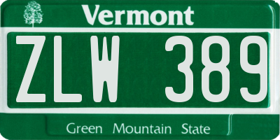 VT license plate ZLW389