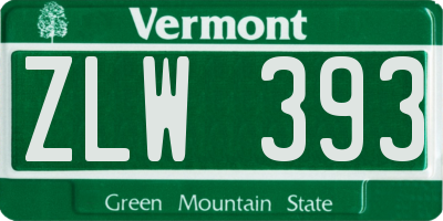 VT license plate ZLW393