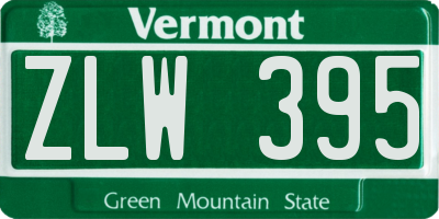 VT license plate ZLW395