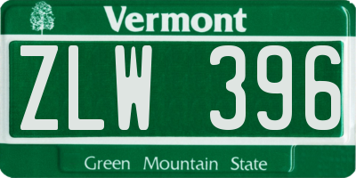 VT license plate ZLW396