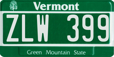 VT license plate ZLW399