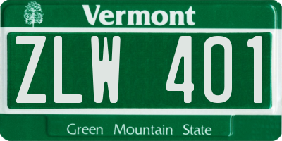 VT license plate ZLW401