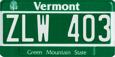 VT license plate ZLW403