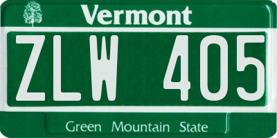 VT license plate ZLW405