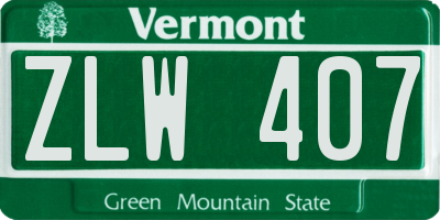 VT license plate ZLW407