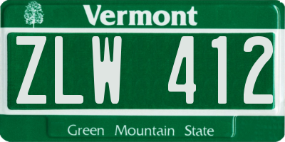 VT license plate ZLW412
