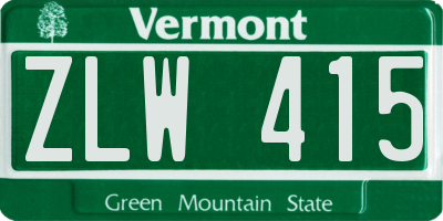 VT license plate ZLW415
