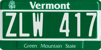 VT license plate ZLW417