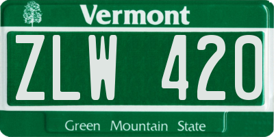 VT license plate ZLW420