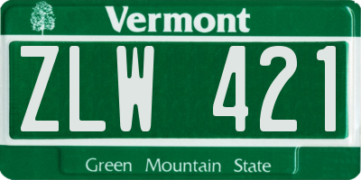 VT license plate ZLW421