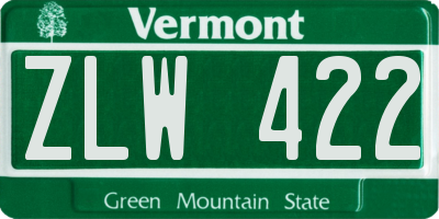 VT license plate ZLW422