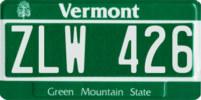 VT license plate ZLW426