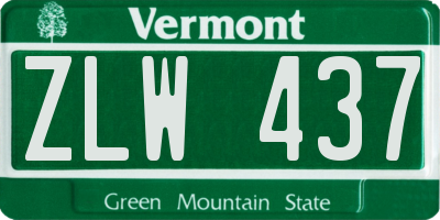 VT license plate ZLW437