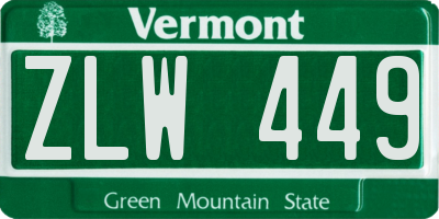 VT license plate ZLW449