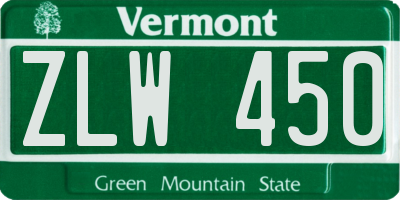 VT license plate ZLW450